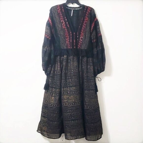 Free People Starry Night Velvet Ruffle Maxi Dress Size XS - Picture 4 of 7